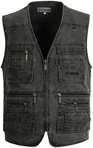 JJZXX Men's Multi-Pocket Reporters Photography Vest Concealed Carry Waistcoat Sleeveless Jacket Casual Gilet