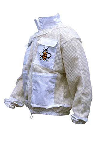 Bee Jacket 3 Layer Safety Unisex White Fabric Mesh Beekeeping Jacket Beekeeping Fencing Veil Protective Clothing Beekeeping Clothing Beekeeping Protective Clothing Ventilated Bee-XL