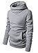 LOCALMODE Men's Stylish Pullover Funnel Collar Fleece Hoodie Sweatshirt Gray M