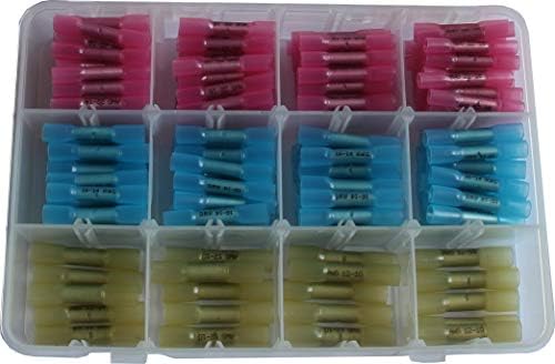 210PCS Heat Shrink Butt Connectors Terminals, Insulated Waterproof Marine Automotive Copper Wire Electrical Kits,10-22AWG(3 Sizes / 3 Colors)
