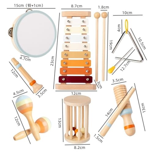 AM ANNA Toddler Musical Instruments, Montessori Toys for 1 year old, Musical toys for Toddlers 1-3 with Modern Boho Xylophone for Kids ,Natural Wooden Percussion Instruments Toy for Boys and Girls
