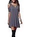 ioiom Womens Criss Cross Pocket T-Shirt Loose Dress Flared Summer Dress Dark Gray L