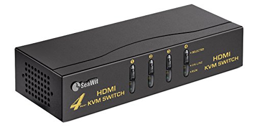 Sea Wit HDMI KVM Switch, 4 Port KVM Switch with Cable Kits Supports 1080P HDCP EDID 3D and Auto Scan for Windows / Linux and Mac