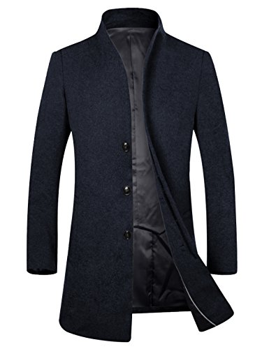 APTRO Men's Wool French Front Slim Fit Long Business Coat 1681 Navy US XS