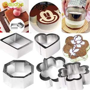 Sakoraware Stainless Steel Dessert Cookie Cake Muffin Cutter Moulds 6 Different Shapes (1.5 * 1.5 inch), Silver