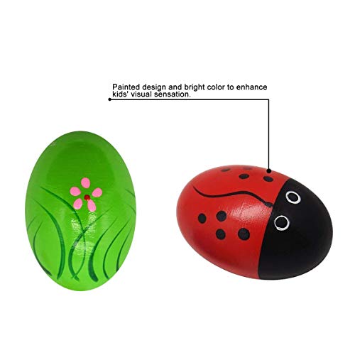 Kabi 12pcs Shaker Eggs Wooden Egg Shakers Percussion Musical Maracas Egg Toys for Kids Toddlers -6 Patterns