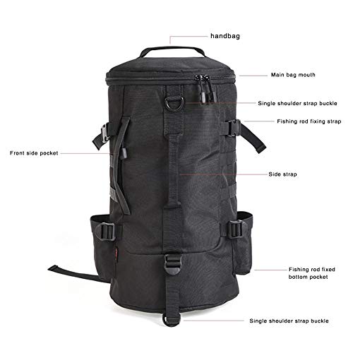 Chirsemey Pêche Sac à Dos, Grand Sac De Rangement Étanche Tackle, Canne à Pêche De Stockage Cylindrique Sac à…
