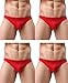 WINDAY Men Briefs Breathable Ice Silk Triangle Bikinis and Briefs D318 XL/US L 4-Pack Red