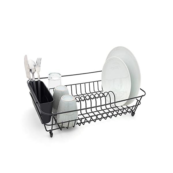 simplywire-Black-Dish-Drainer-with-Cutlery-Basket-Anti-Rust simplywire - Dish Drainer - Anti Rust Drying Rack – Black with Black Cutlery Basket