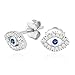 Lavishe Rhodium Plated 925 Sterling Silver Cubic Zirconia Mini Evil Eye Earrings for Women