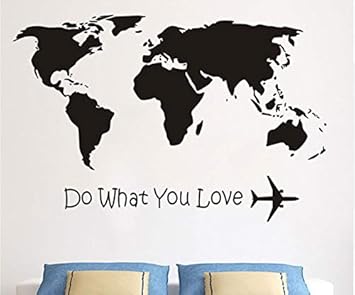 Ponana Modern Home Decoration World Map Wall Sticker Do What