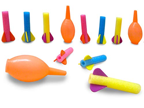 Toy Cubby Foam Rocket Launcher Set - Mega Pack of 12 - Hand Squeeze Pump - Parties, Birthdays, Gifts, Party Favors, Etc.