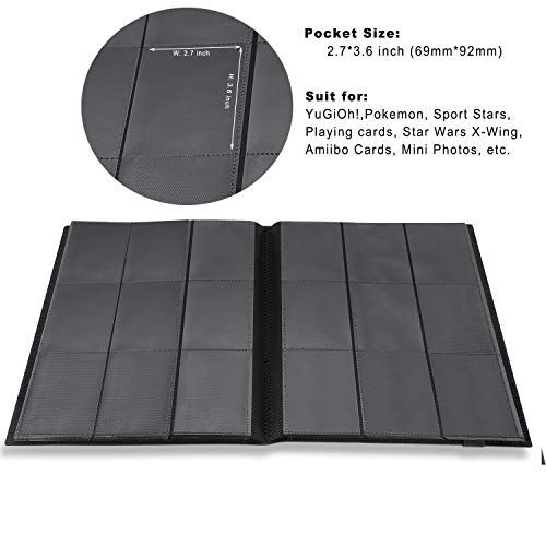 AITIME Sport Fans Gaming Card Collection Binder, 360 Side Loading Trading Card Collection Book MTG Yugioh Cards Protection Holder Playing Cards and Coupons Protector Storage Book (Black)