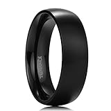 King Will 3mm/5mm/7mm/9mm Black Dome Titanium Ring Matte Finish Wedding Band Comfort Fit