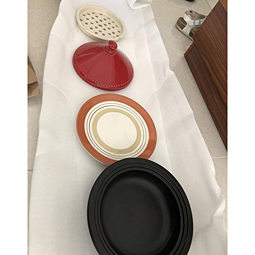 CCSU-Moroccan-Tagine-Pot-with-Red-LidCeramic-Casserole-Steamer-Braiser-Pan-Healthy-Saucepan-Earthen-Pot-for-Braising-Slow-Cooking-Black-073quart