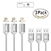 ZRSE 4th Generation Magnetic Braided USB Charging Cable for Samsung Galaxy S2 S3 S4 S6, Note 2/3/4/5,LG G4 G3, Sony Xperia Z5 Premium/Compact etc, Silver 3 Pack (silver-3pack)