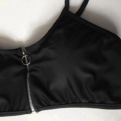 image for Tloowy Hot Sale! Women Sexy Push up Padded Zipper Tops High Cut Bikini