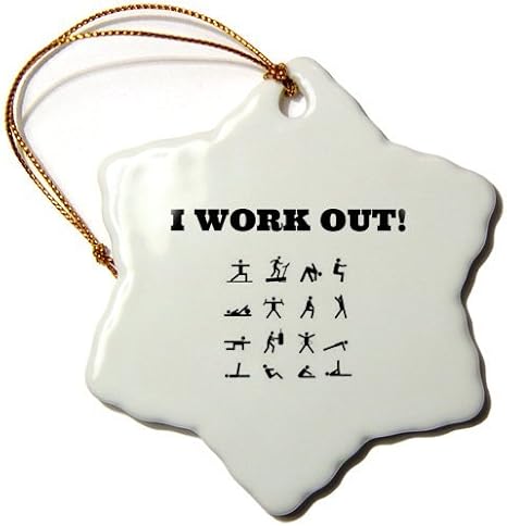 Amazon 4dxs スノーフレークオーナメント I ワークアウト 様々なエクササイズの絵 黒い文字のスノーフレークオーナメント インテリア オンライン通販