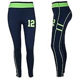 Seattle Seahawks 12th Man Fan Navy Scuba Leggings with Lime Line