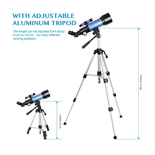 Aomekie Telescope for Adults Astronomy Beginners Kids Telescopes 70mm with 51Inch Adjustable Tripod 10X Eyepiece Phone Adapter 3X Barlow Lens and Backpack