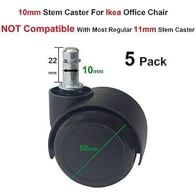 Buy MySit 2" IKEA Casters for IKEA Office Chair Wheel, 10mm Stem Rubber ...