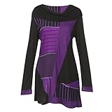 Women's Tunic Top - Parsley & Sage Purple Patchwork Blouse - Cowl Neck