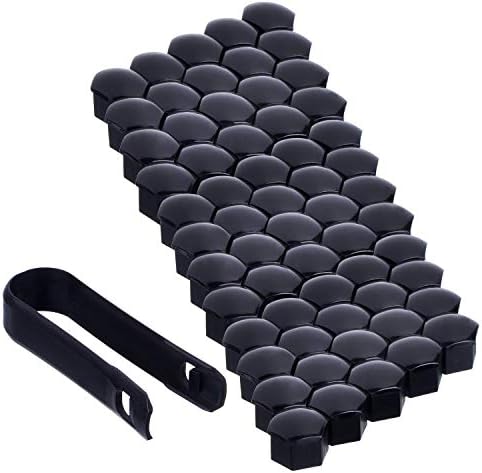 ANDERK 60 Pack Black Car Wheel Bolt Nut Head Cap Covers 17mm Plastic Hexagonal Protectors with Removal Tool Universal