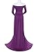 Maternity White Gowns Split Front Photography Dress for Photo Shoot,Purple(cotton),Large