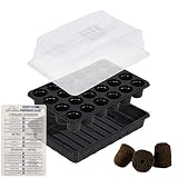 Super Sprouter Simple Start 24 Site Micro Greenhouse Seedling Starter Tray Kit with Rapid Rooter Plugs + Twin Canaries Chart