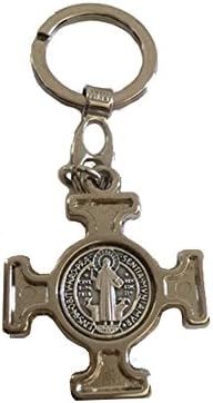 Silvered Saint Benedict Key Chain. Llavero San Benito