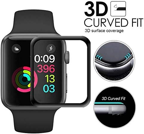 XORB Apple iWatch Screen Protector 44mm, 5D Anti-Shatter Shockproof Advance Touch Sensitive 9H Tempered Glass High Definition Anti-Scratch Compatible with iWatch 44mm Series 4 [Black] (Pack of 2) (3)