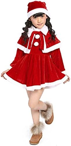 Girls Clothing Sets, Kids Baby Christmas Bowknot Costume Party Mini Dresses + Shawl + Hat Toddler Outfit Clothes