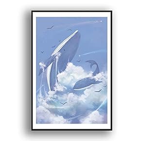 Framed Canvas Wall Art for Living Room, Bedroom Whale Canvas Prints for Modern Home Decoration Ready to Hang - 16"x24" inches