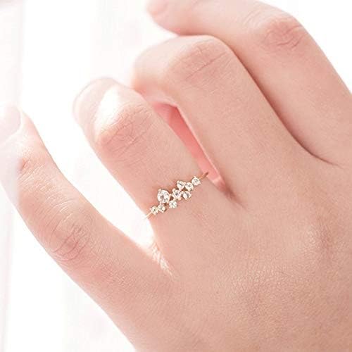 Simple 18k Gold Color Rings for Teen Girls Class Heart White Sapphire Studded Eternity Wedding Ring 925 Sterling Silver Engagement Stackable Diamond Rings Women Fashion Jewelry(Gold,6) - Image 5