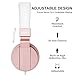 Picun Headphones for Women Girls Over Ear Wired Headphone with Microphone Foldable Stereo Headset for Cell Phone Tablet Laptop TV Computer Work Travel Music Rose Gold
