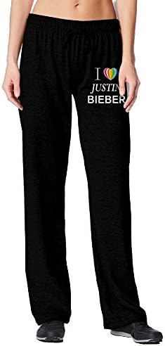 PGxln Women's I Love Justin Heart Bieber Running Pants Color Black Size XL