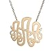 HUAN XUN 14K Gold Plated Stainless Steel Pendant Monogram Necklace A-Z Initial, 16+2