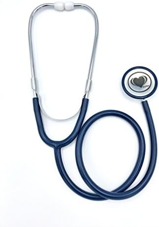 Wyltec Deluxe Lightweight Single Head Stethoscope - Nurse Stethoscope - Lightweight Anodized Aluminum chestpiece - Latex Free (Navy)