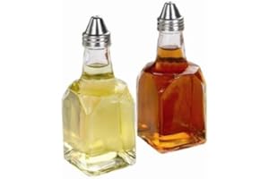 SET OF 2, 6 oz. (Ounce) Tabletop Oil and Vinegar Cruet Glass Bottle Cruets Dispenser