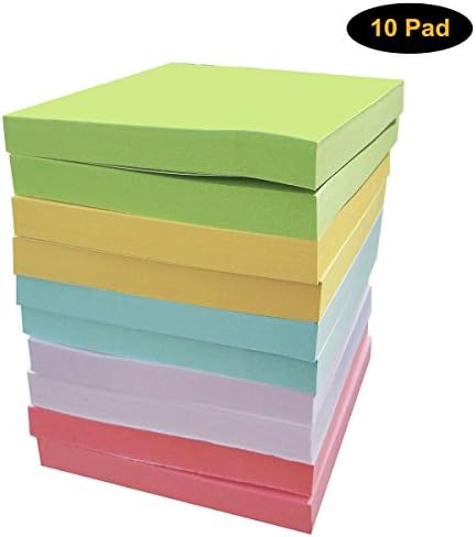 Candy Colors Sticky Notes 10 Pads per Pack, 3 x 3 Inches, 80 Sheets per Pad, Individually Wrapped, Easy Post, Green Yellow Blue White Pink