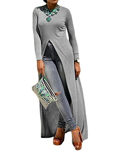 Ussupertar Womens Sporty Long Sleeve High Slit Maxi Shirt Dress |  Desertcart Fiji