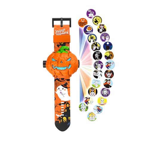 SKMEI Kids' Halloween Projection Watch with 24 Images Digital Boys Watch Pumpkin Design Toy Wristwatch for Girls