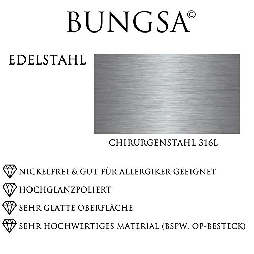 Bungsa Edelstahl Ring Schwarz glänzend Klassisch Herren – Bild 6