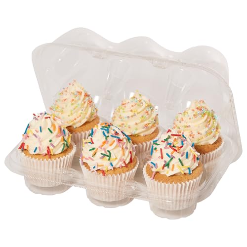 PME Pack of 3 Reusable Plastic Cupcake Container Carrier Boxes (6 cavities)