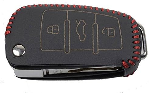 Moonet Leather Car Remote Key Holder Case Cover for Audi A4 A6L Q7 TT R8 Red