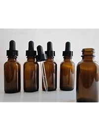 Silver Spur 1-oz Amber Glass Bottles for Essential Oils with Glass Eye Dropper - Pack of 6