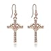 SENFAI Fashion Heart with Crystal Cross Personality Drop Earrings Charm Women (Rose Gold)