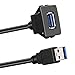BATIGE Square Single Port USB 3.0 Panel Flush Mount Extension Cable with Buckle for Car Truck Boat Motorcycle Dashboard 6ft