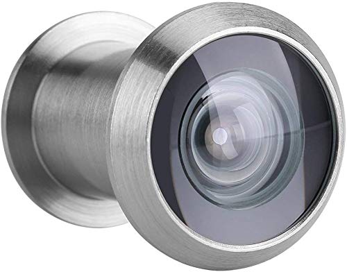 Door Viewer Security Peek Peephole Optical Glass 220 Degree Wide Angle with Privacy Cover (Brushed Silver)
