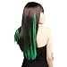Neitsi 10pcs 18inch Colored Highlight Synthetic Clip on in Hair Extensions #F13 Green